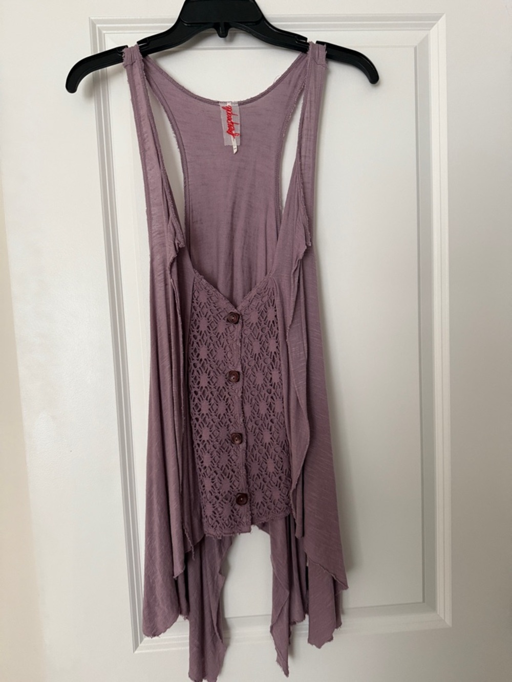 Free People Boho Lace-Front Sleeveless Tunic - Dusty Mauve